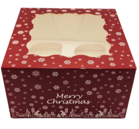 4 HOLD CHRISTMAS CUPCAKE BOX - 4 INCH DEEP ICONIC CAKE ART