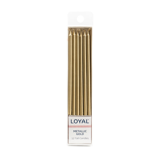 LOYAL Tall Candle Metallic Gold (12pc)