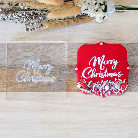 Merry Christmas (Bold Script) Raise It Up / Deboss Cookie Stamp