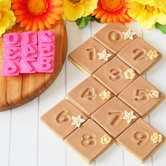 Numbers - 0 - 9 Large Emboss 3D Printed Cookie Stamp Set (9 pce)
