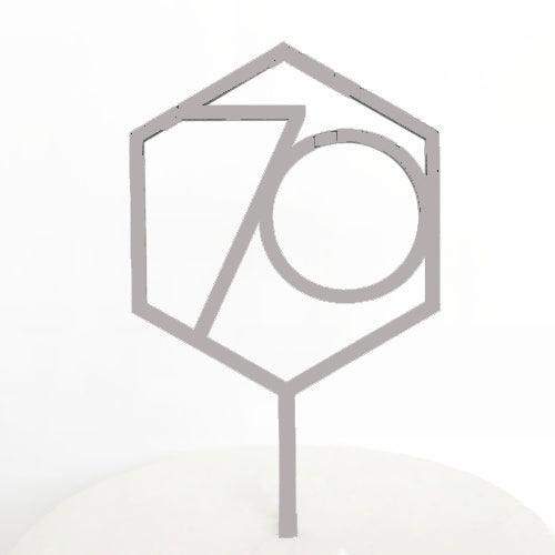 Number 70 Hexagon Cake Topper - Silver Mirror