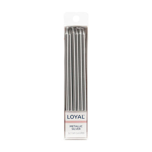 LOYAL Tall Candle Metallic Silver (12pc)