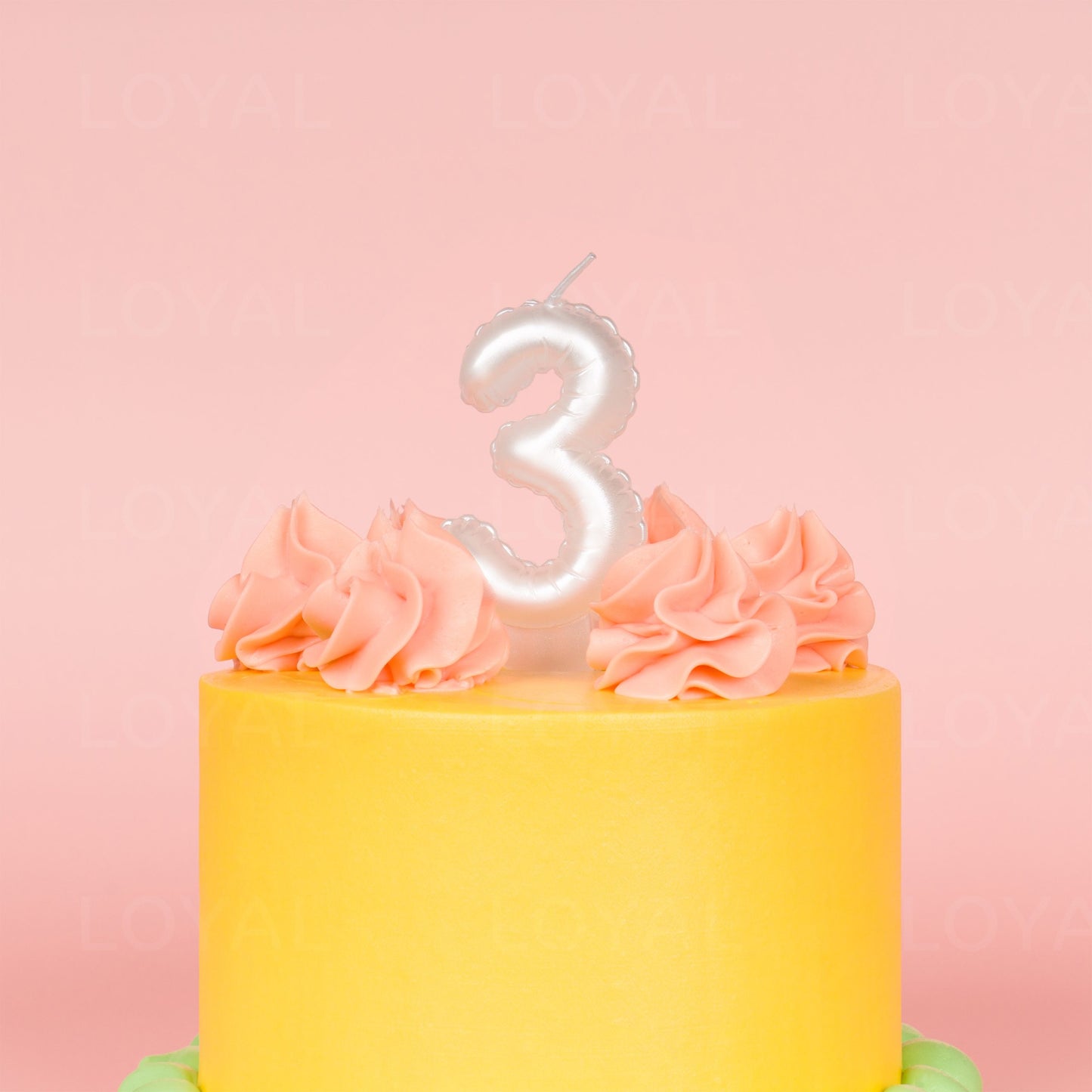LOYAL Balloon Number Candle Metallic White 3