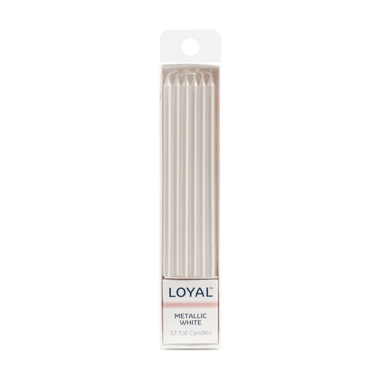 LOYAL Tall Candle Metallic White (12pc)
