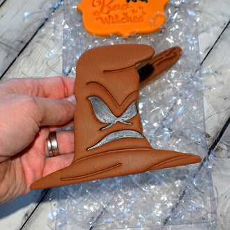 Witch Hat Cranky Face (Stamp Set) Emboss 3D Printed Cookie Stamp + Stainless Steel Cookie Cutter