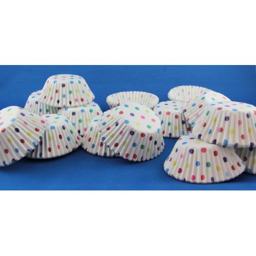 Cup Cake Cases Rainbow Polkadot (38 x 21mm) P500 Baking cups