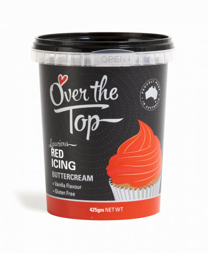 Over The Top Butter Cream Icing - Red - 425g - Gluten Free