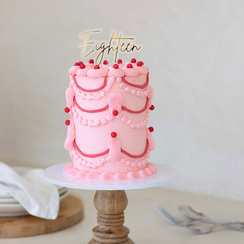 GOLD / OPAQUE LAYERED CAKE TOPPER - EIGHTEEN