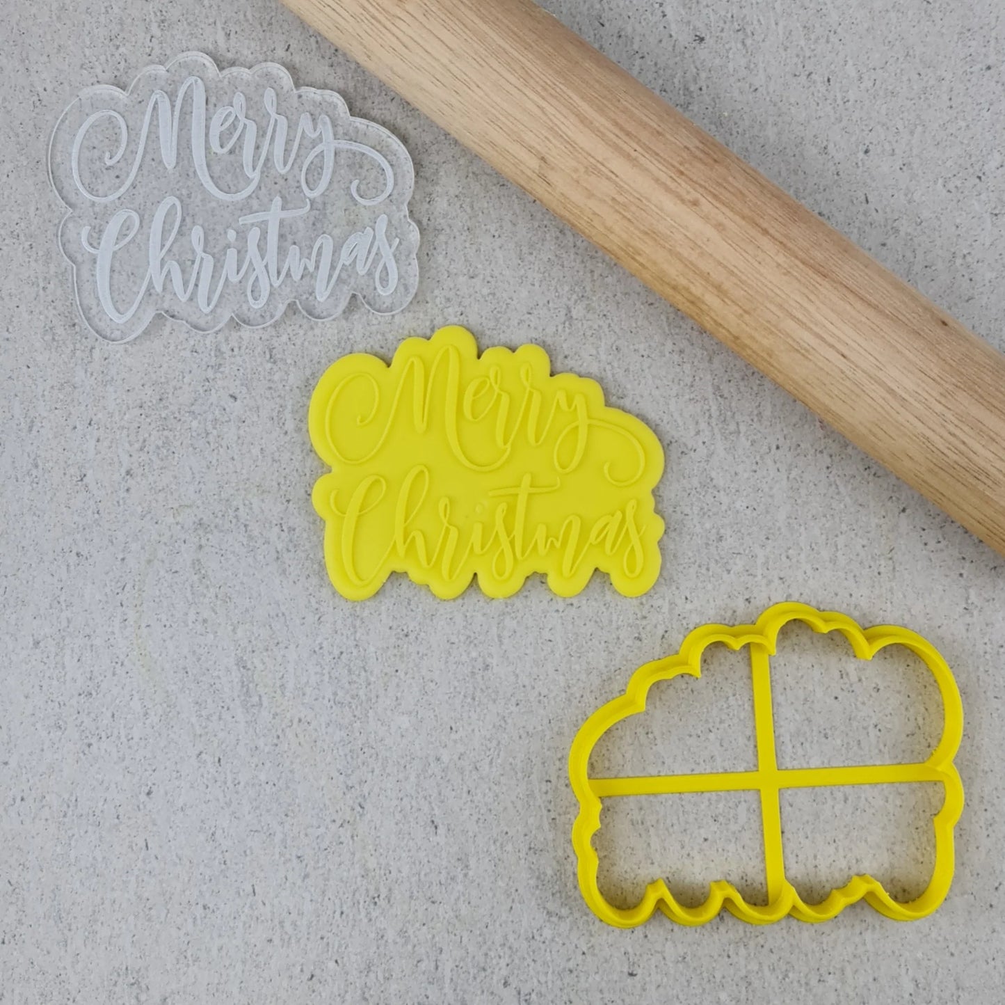 Merry Christmas Debosser & Cutter Set  Custom Cookie Cutters