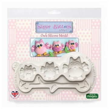 Owls Sugar Buttons Silicone Mould - Katy Sue Mould