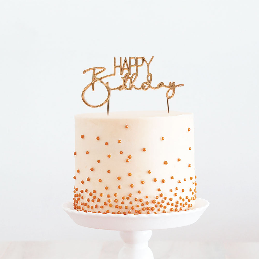 ROSE GOLD METAL CAKE TOPPER - HAPPY BIRTHDAY