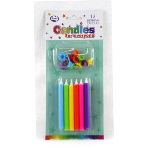 Jumbo Candles Solid Brights with Flower Holders P12