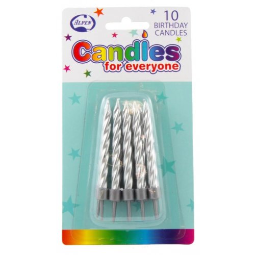 Birthday Candles Spiral Silver P10