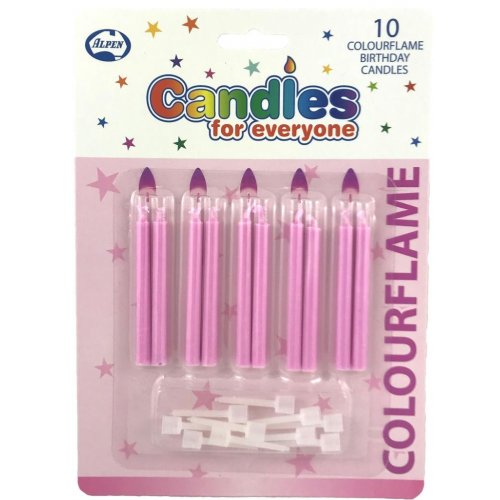 Colourflame Candles Pink with holders P10
