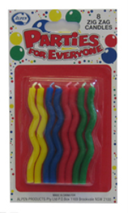 Zig Zag Candles - green, red, blue and yellow