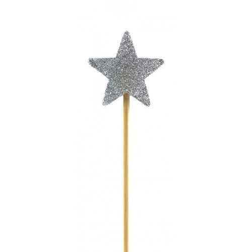 STAR Silver Glitter Long Stick Candle