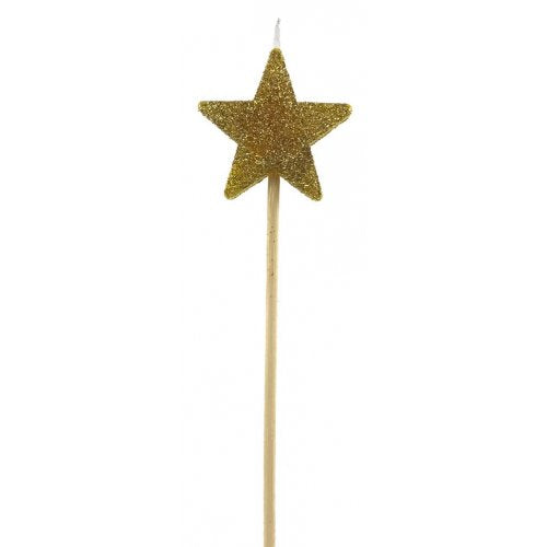 STAR Gold Glitter Long Stick Candle