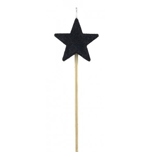 STAR Black Glitter Long Stick Candle