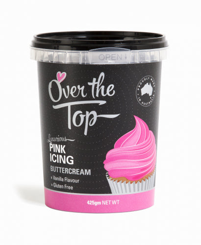 Over The Top Butter Cream Icing - Pink - 425g - Gluten Free