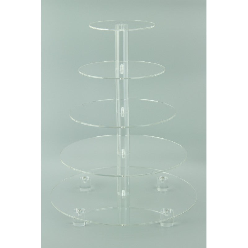 5 TIER ROUND 4mm THICK CUPCAKE STAND - ACRYLIC