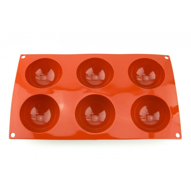 60mm - 6 CAVITY - HEMISPHERE  - 2.4 INCH CHOCOLATE SILICONE MOULD BALL MOLD