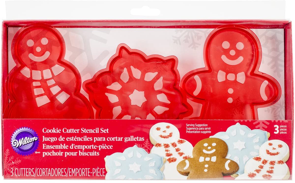 Wilton 3-Piece Christmas Cookie Cutter Stencil Set