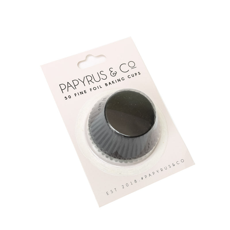 PAPYRUS MEDIUM BLACK FOIL BAKING CUPS (50 PACK)  - 44mm Base