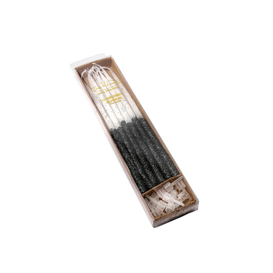BLACK GLITTER DIPPED CAKE CANDLES (PACK OF 12)
