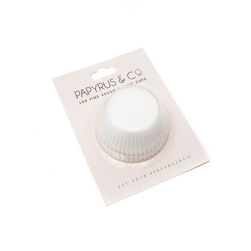 PAPYRUS STANDARD WHITE GREASEPROOF BAKING CUPS (100 PACK) - 50MM BASE