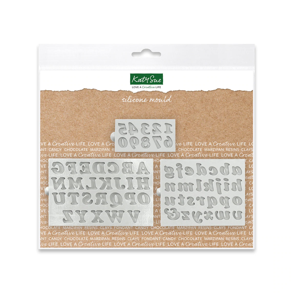 Basic Italics Alphabet and Numbers Mould Set of 3 - Katy Sue Mould