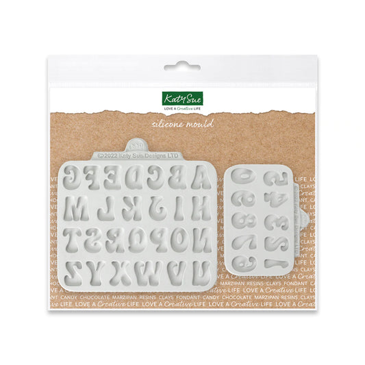 Fun Font Alphabet and Numbers Silicone Mould Set of 2 - Katy Sue Mould