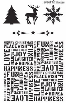 Christmas Words Background and Symbols Stencil