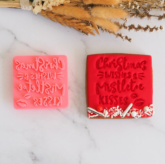 Christmas - Christmas wishes and Mistletoe Kisses Emboss 3D Printed Cookie Stamp