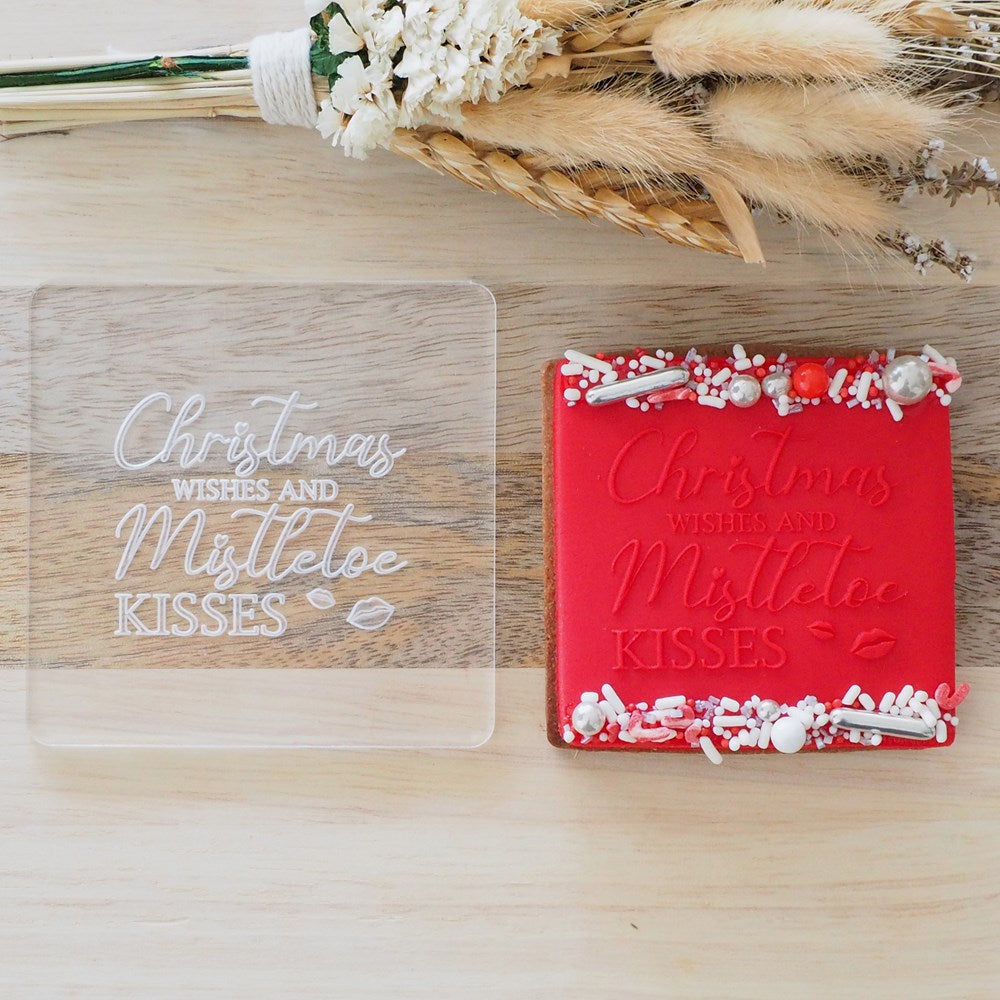 Christmas - Christmas Wishes and Mistletoe Kisses Raise It Up / Deboss Cookie Stamp