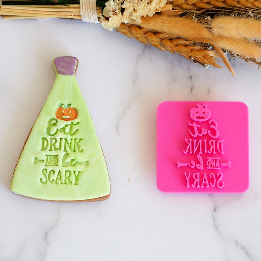 Halloween - Eat Drink and Be Scary Emboss 3D Printed Cookie Stamp