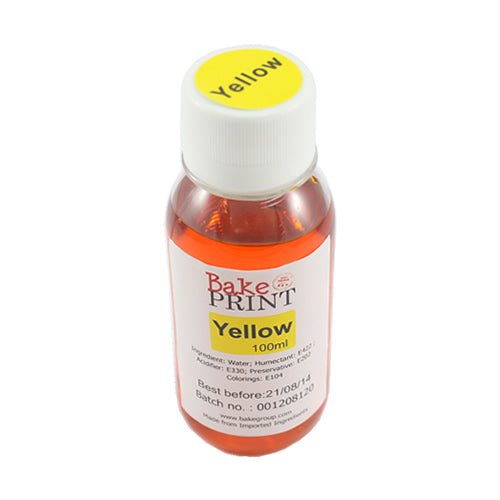 Yellow  - EDIBLE INK REFILL BOTTLE 100ML - for CANNON