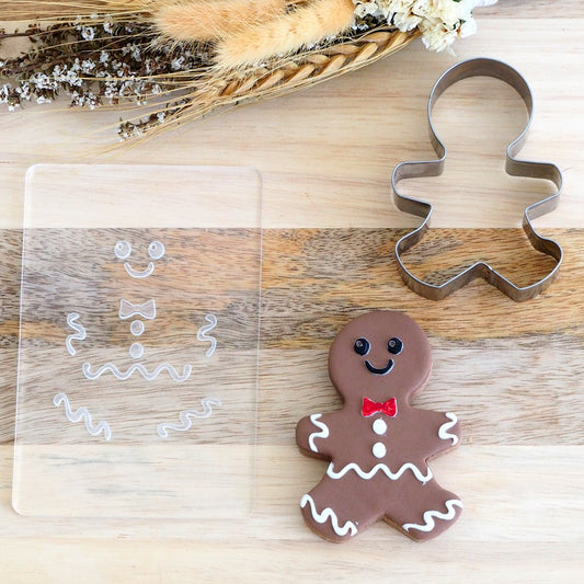 Stamp Set - Gingerbread Boy Raise It Up / Deboss Cookie Stamp + Stainless Steel Cookie Cutter