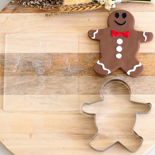 Stamp Set - Gingerbread Man Large Raise It Up / Deboss Cookie Stamp + Stainless Steel Cookie Cutter