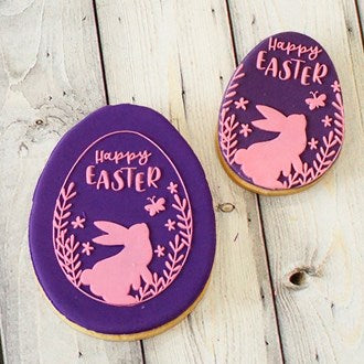 Easter - Happy Easter (Bunny Silhouette) Raise It Up / Deboss Cookie Stamp