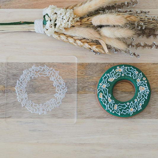 Christmas - Holly Wreath Raise It Up / Deboss Cookie Stamp