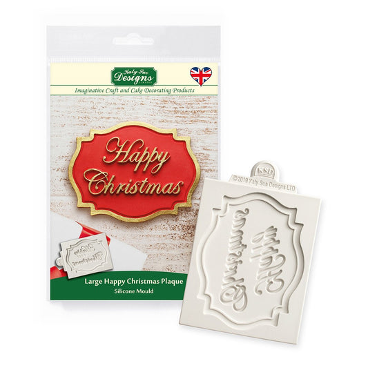 Happy Christmas Large Plaque Silicone Mould - Katy Sue Mould