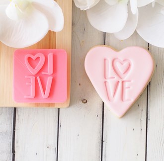 Love - Love Square Emboss 3D Printed Cookie Stamp