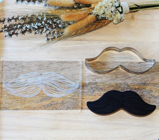 Stamp Set - Moustache Raise It Up / Deboss Cookie Stamp + Stainless Steel Cookie Cutter