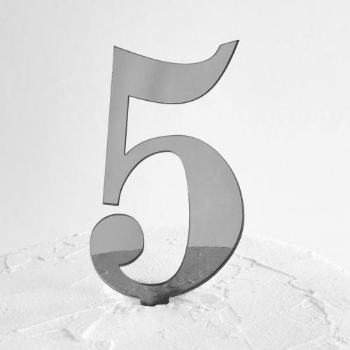 Number 5 Cake Badge Silver - Sandra Dillon