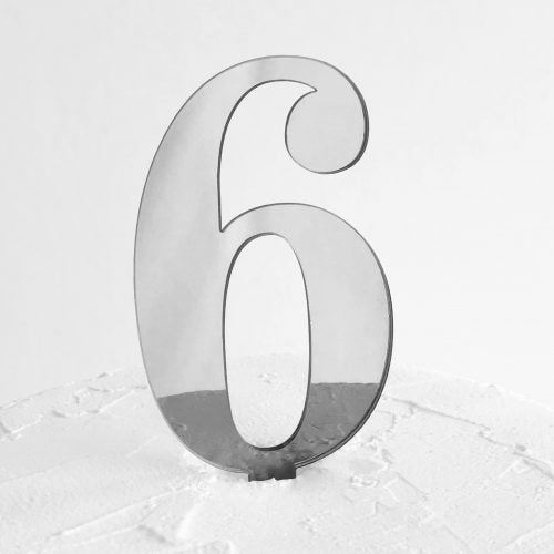 Number 6 Cake Badge Silver - Sandra Dillon