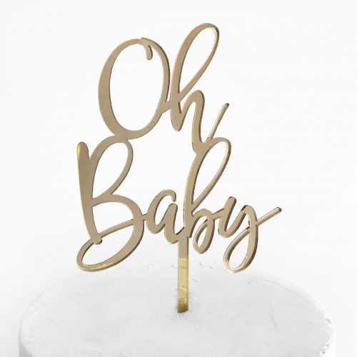 Oh Baby Cake Topper - Gold Mirror