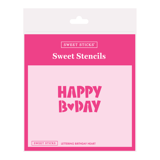 Lettering Birthday Heart Stencil by Sweet Sticks