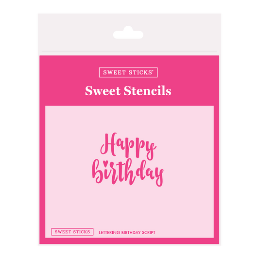 Lettering Birthday Script Stencil by Sweet Sticks