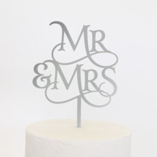 Mr & Mrs Cake Topper - Silver