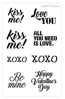 Valentine Words Stencil